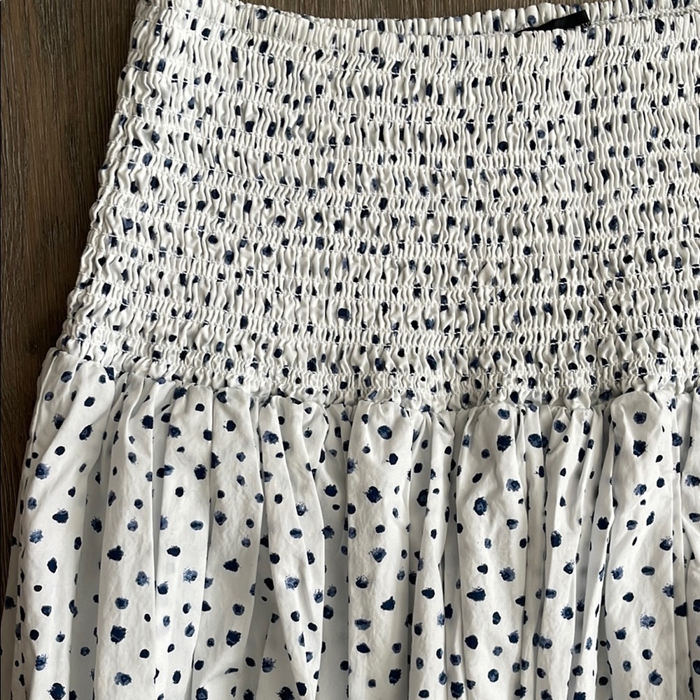 J. Crew White and Navy Spotted A-Line Skirt Cotton with Crisp Cotton Slip S - Picture 3 of 5
